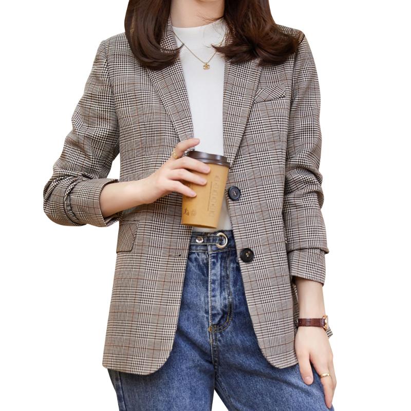 Women' Suits & Blazers Casual Blazer Spring Autumn Elegant Vintage Slim Suit Jacket Fashion Plaid Single Breasted Female Office Outerwear T, As shown
Women' Suits & Blazers Casual Blazer Spring Autumn Elegant Vintage Slim Suit Jacket Fashion Plaid Single Breasted Female Office Outerwear T, As shown