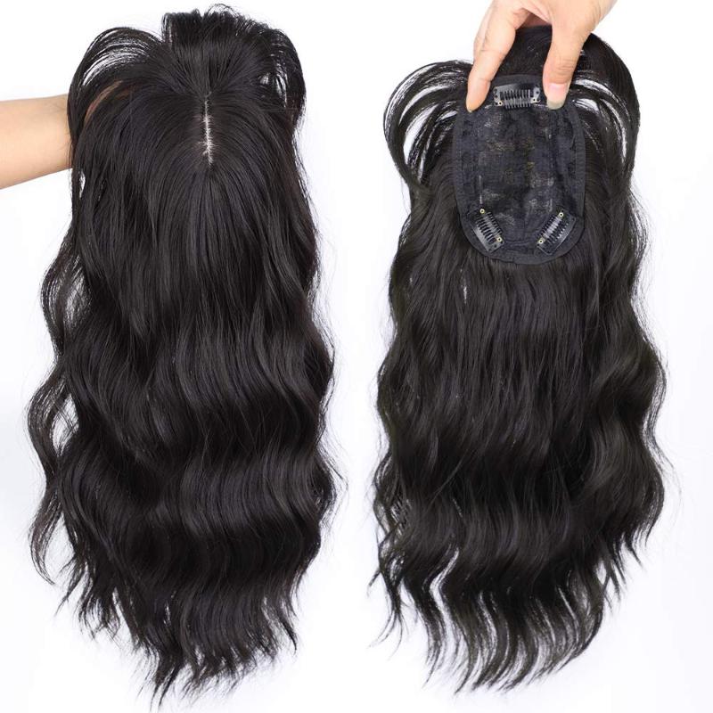 Synthetic Wigs Lativ Chocolate Brown Wavy Hair Topper With Thinning Bangs Heat Resistant6133254