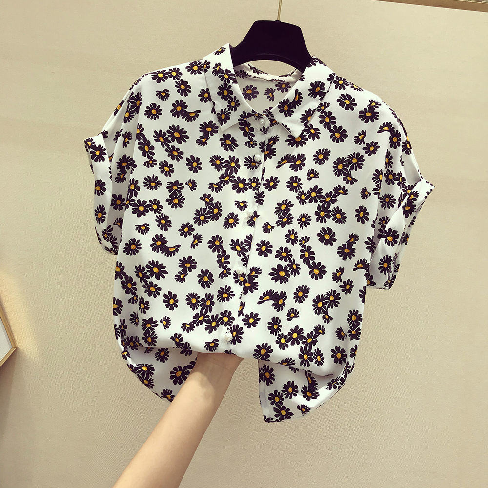 Plus Size S-4XL Chiffon Blouse Women Casual Loose S Sleeve Tops Shirt Cute Kawaii Cat Print Blusas Mujer 210519