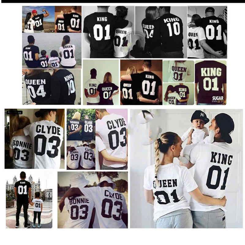 Family Look Dad Mom Kid Matching Outfits Mommy and Me Clothes Mother Daughter Dresses Fashion T-Shits King Queen Prince Princess 210521