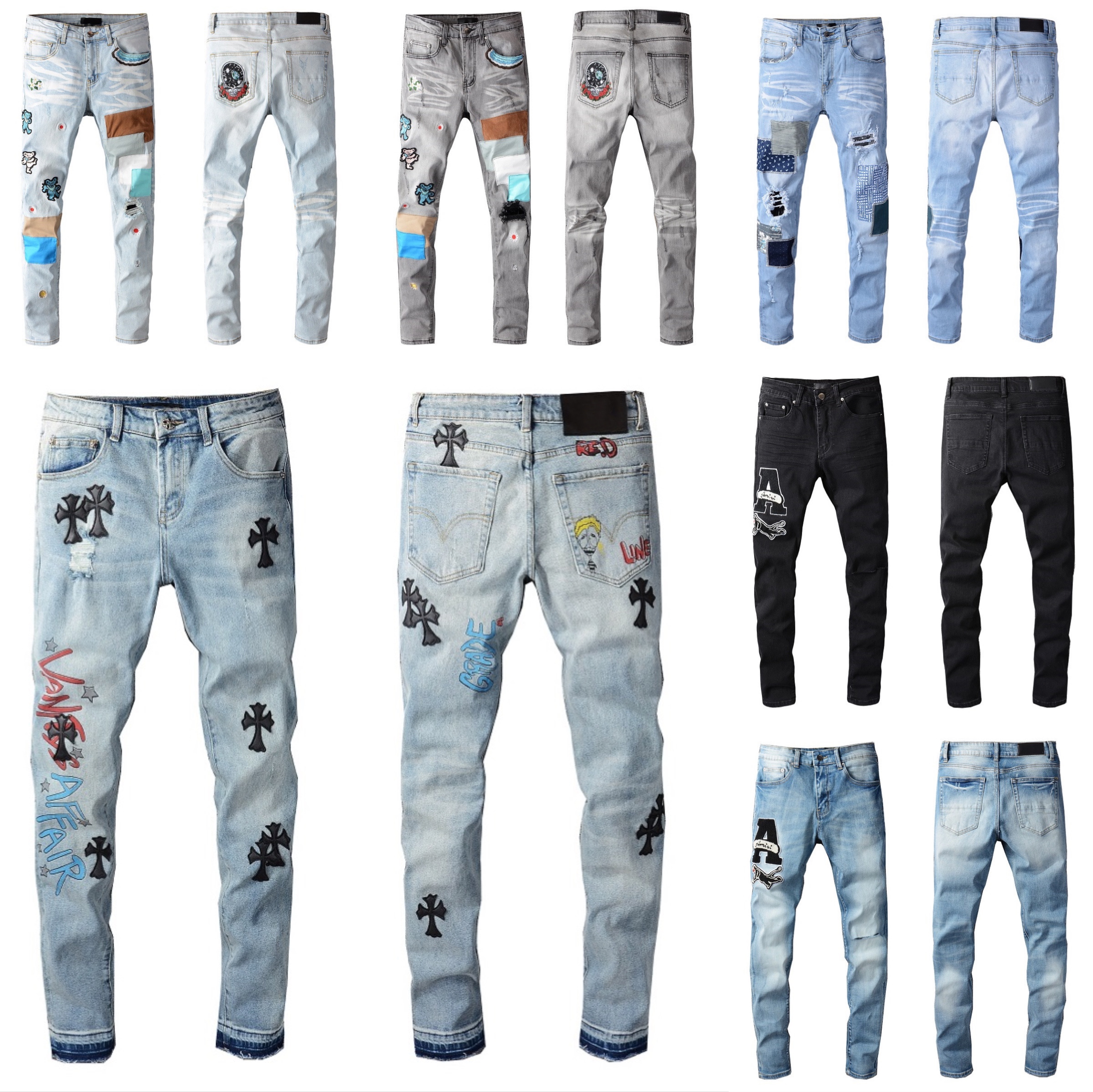 Latest Listing Mens Jeans Cool Casual Embroidered Ripped Holes Slim Fit Jean Men Clothes Skinny Motorcycle Hip Hop Patch Print Denim Pants, Black #689
Latest Listing Mens Jeans Cool Casual Embroidered Ripped Holes Slim Fit Jean Men Clothes Skinny Motorcycle Hip Hop Patch Print Denim Pants, Black #689