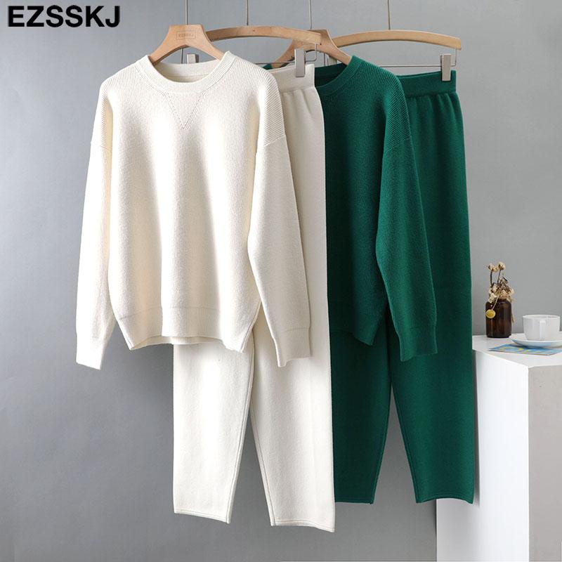 Women's Two Piece Pants EZSSKJ 2 Pieces Sweater Set Women Tracksuit O-neck + Loose Trousers CHIC Pullover Sweater+ Knitted Carrot, White
Women's Two Piece Pants EZSSKJ 2 Pieces Sweater Set Women Tracksuit O-neck + Loose Trousers CHIC Pullover Sweater+ Knitted Carrot, White