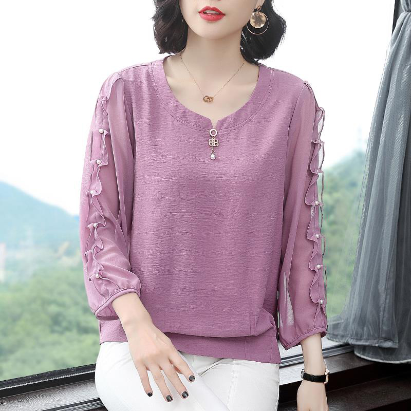 Women Spring Autumn Style Chiffon Blouses Shirts Lady Casual Loose Style Long Sleeve O-Neck Chiffon Blusas Tops DF3057, Pink
Women Spring Autumn Style Chiffon Blouses Shirts Lady Casual Loose Style Long Sleeve O-Neck Chiffon Blusas Tops DF3057, Pink