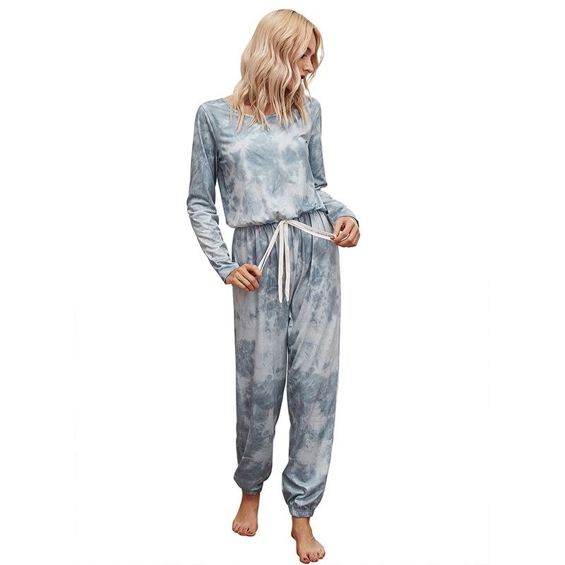 Women's Set 2021 Tie Dye Print Slim Fitted Sweatshirt Top And Long Pants Autumn Sleeve Women Two Piece Outfits Tracksuits