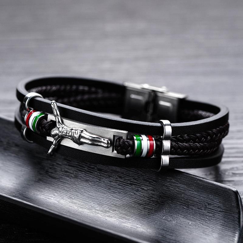 Charm Bracelets Europe And America For Men Pu Leather Black 19G 21Cm Stainless Steel Jesus Christian Catholicism Cross Jewelry, Golden;silver
Charm Bracelets Europe And America For Men Pu Leather Black 19G 21Cm Stainless Steel Jesus Christian Catholicism Cross Jewelry, Golden;silver