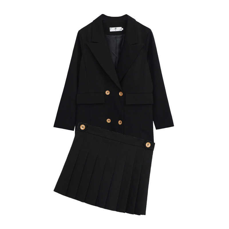 Women's plus size XL- professional female pants suit two-piece High quality black lady office jacket Slim bust pleated skirt 210527
Women's plus size XL- professional female pants suit two-piece High quality black lady office jacket Slim bust pleated skirt 210527
