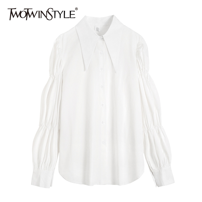 White Minimalist Shirt For Women Lapel Puff Long Sleeve Solid Shirts Female Fashion Clothing 210524
White Minimalist Shirt For Women Lapel Puff Long Sleeve Solid Shirts Female Fashion Clothing 210524
