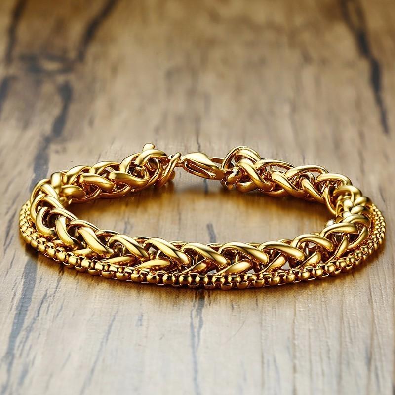 Link, Chain Golden Double Strand Wheat Spiga Bracelet In Stainless Steel Brackelts Brazalet Brazalete
Link, Chain Golden Double Strand Wheat Spiga Bracelet In Stainless Steel Brackelts Brazalet Brazalete