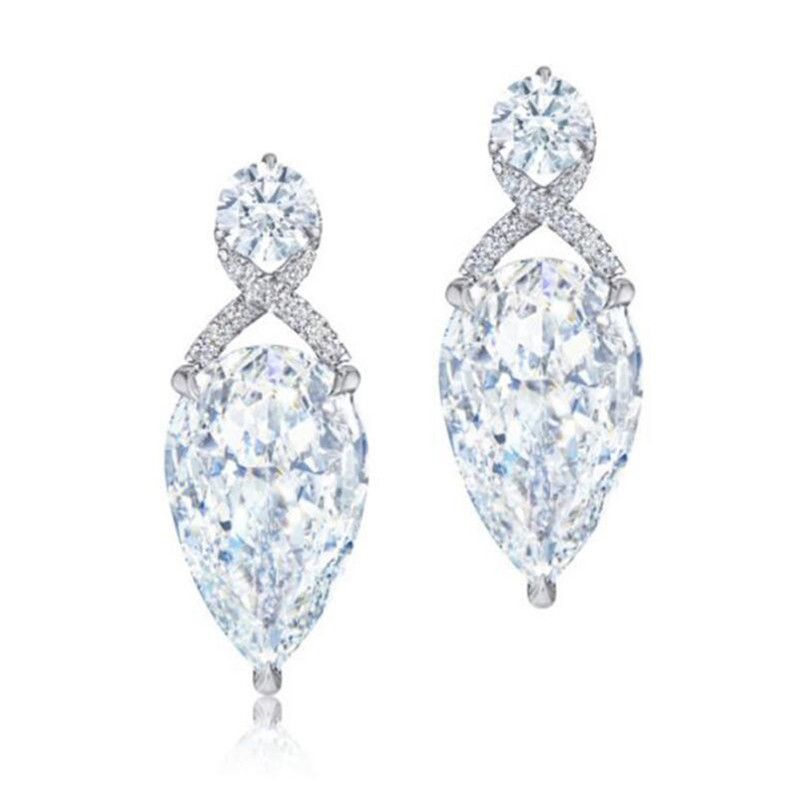 Choucong Brand Dangle Earring Vintage Jewelry 925 Sterling Silver Fill Water Drop White 5A Cubic Zircon Party Eternity Women Wedding Earrings For Love