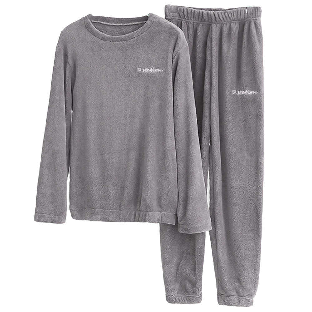 Women Pajamas Set Winter Warm Flannel Pajamas Homewear Thick Female Sleepwear Plush Pyjamas Suit Sweatshirt Hoodies Solid Color 210924