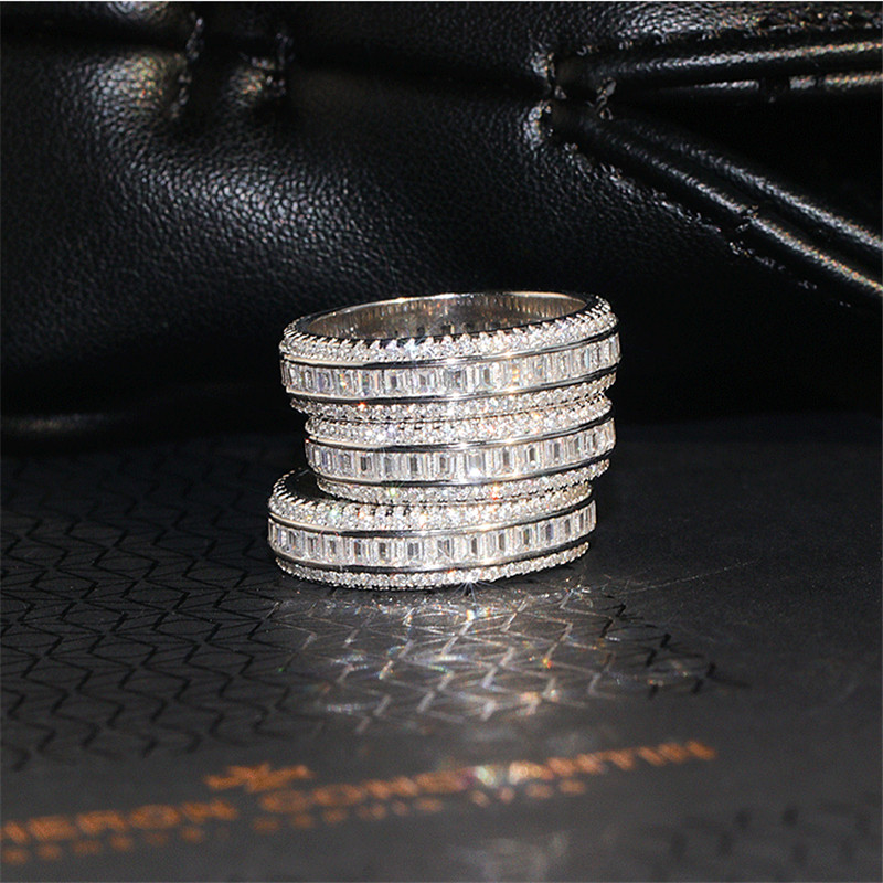 Princess cut Lab Diamond Promise Ring 925 sterling silver Engagement Wedding band Rings for Women men Fine Jewelry Gift