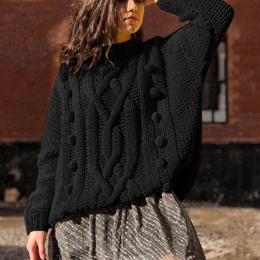Women Oversized Sweater Winter Warm Thick Turtleneck Vintage Solid Harajuku Knitted Tops Casual Pullovers 210428
