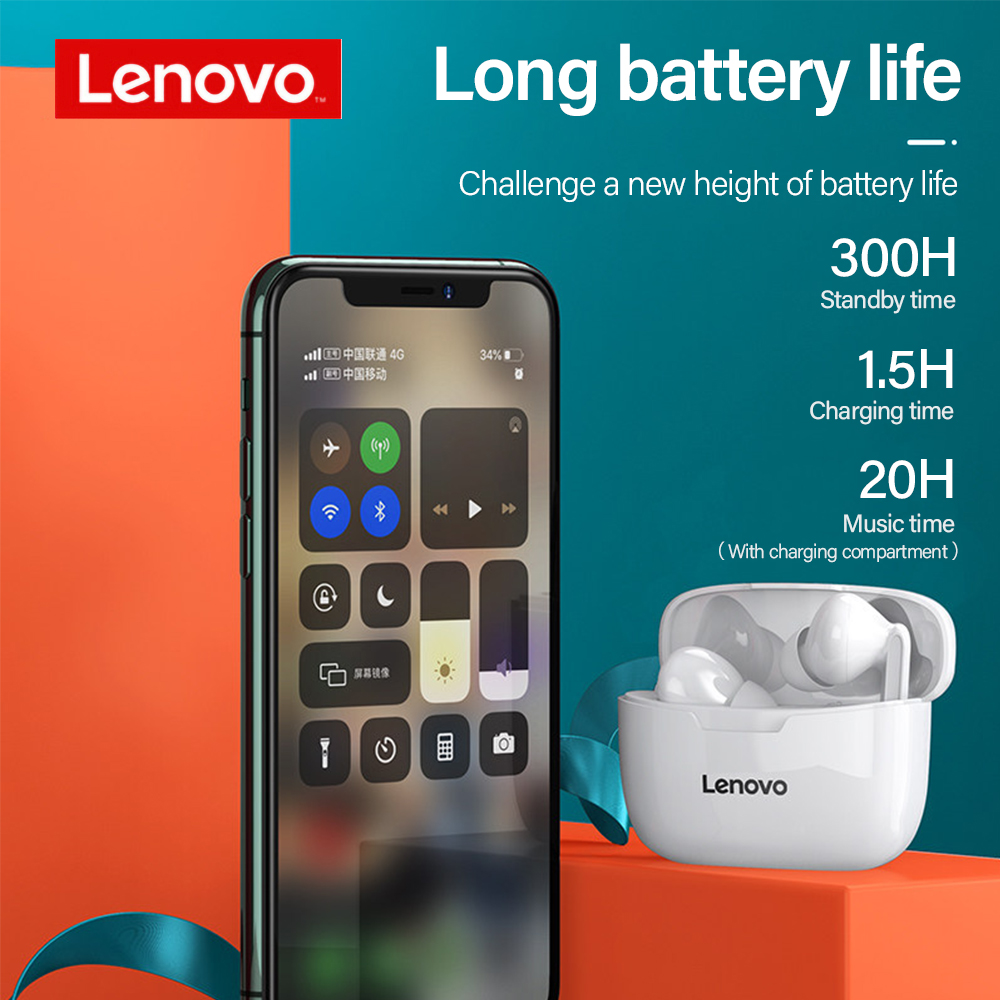 Lenovo XT90 TWS bluetooth 5.0 Earphone Low Latency HiFi Bass Waterproof Gaming Headphones with Noise Cancelling Mic Type-C Charging(The logistics pric