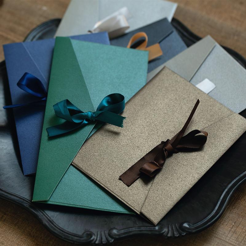 Gift Wrap 50pcs/set Vintage Ribbon Kraft Blank Paper Envelopes Wedding Invitation Envelope /Gift Envelope/12 Colors Drop