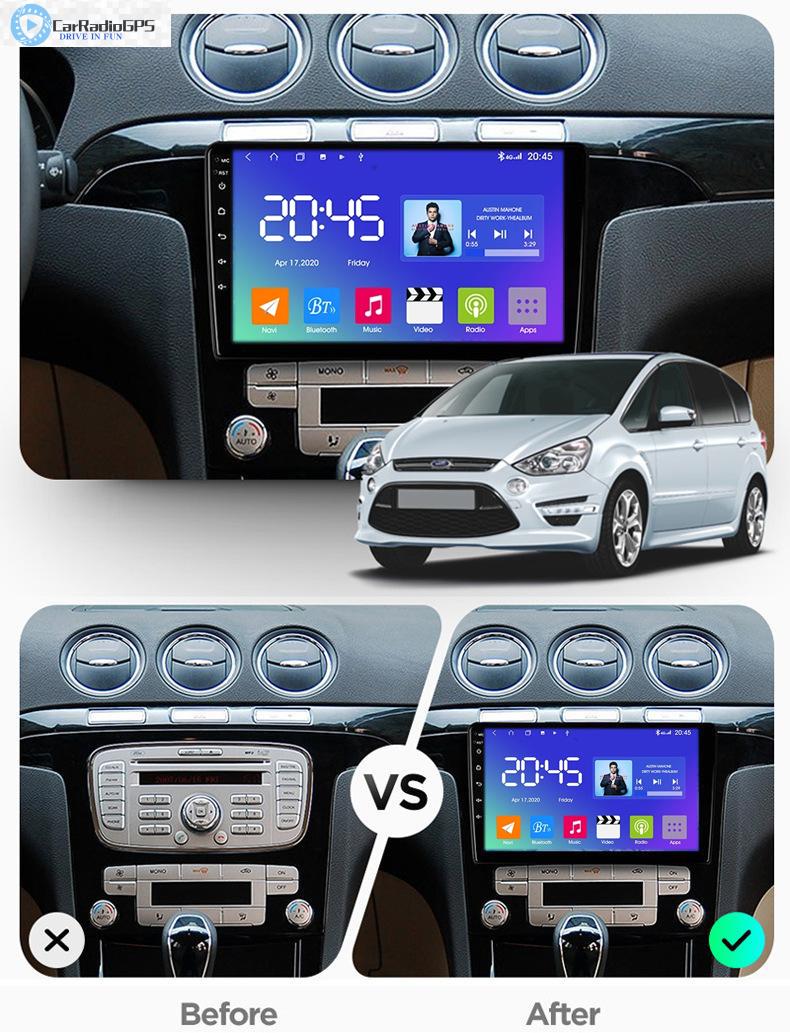 Android 10 Car Dvd Player for Ford S-MAX 2007-2008 Radio 2012-2013 with Video Mirrorring BT DSP 9"