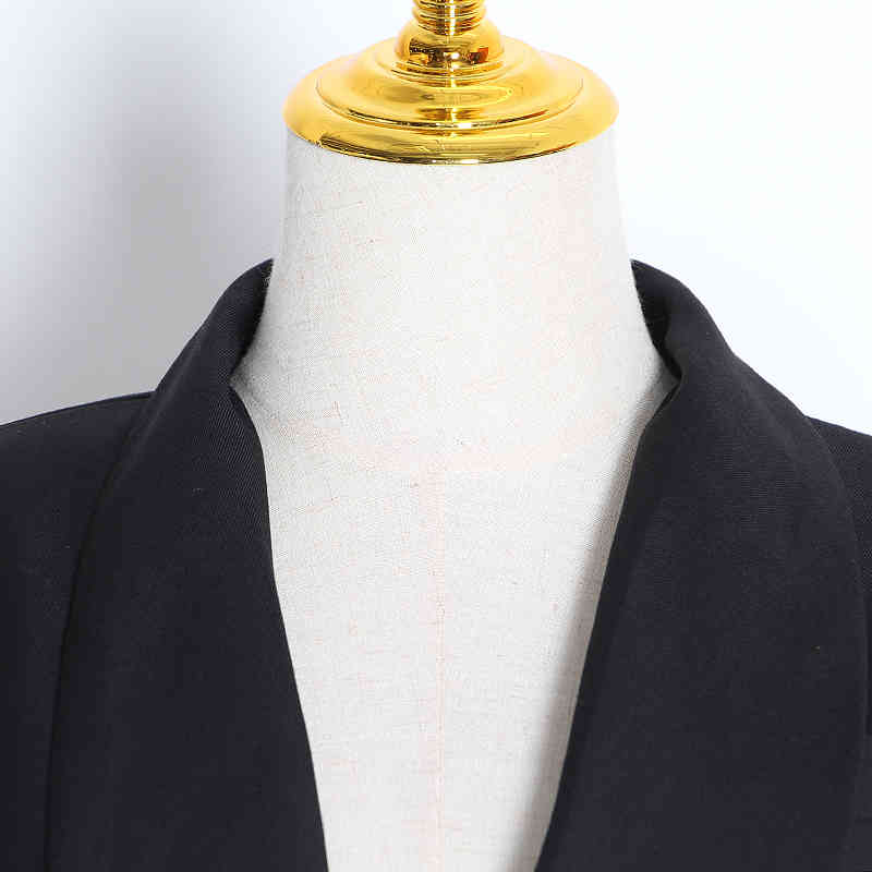 VGH Patchwork Tassel Casual Women's Blazer Notched Long Sleeve Hollow Out Black Tops Female Fashion New Clothing Autumn 210421