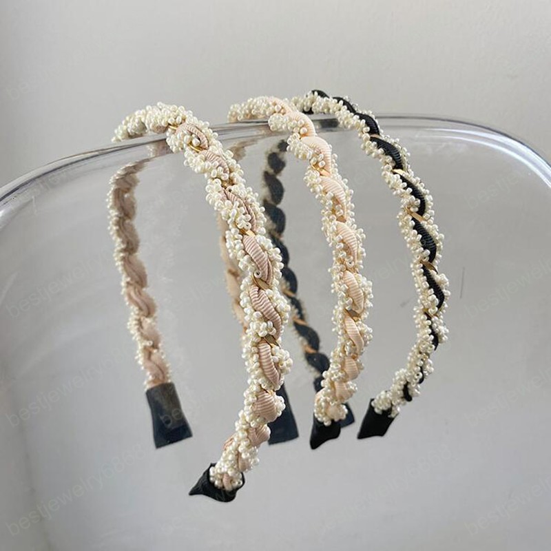 Fashion Women Headband Fresh Pearls Beaded Cross-wound Hairband Light Fresh Hairband For Girls Hair Accessories
