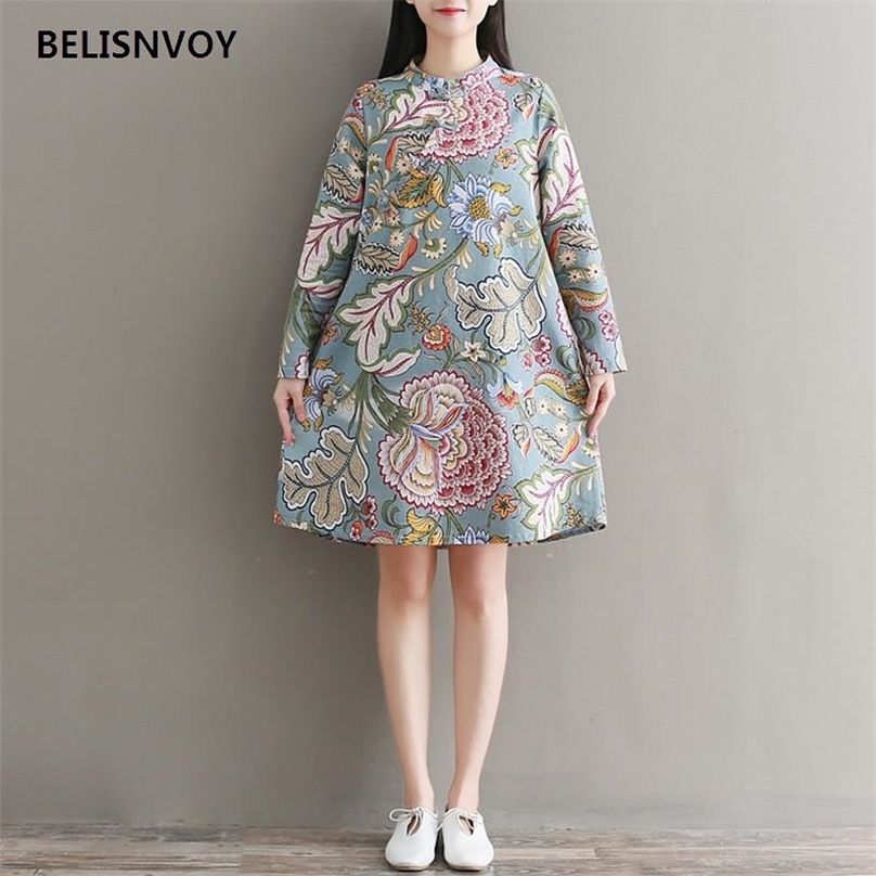 Woman Dress A-line Mini Vintage Chinese National Style Floral Printed es Long Sleeve Mandarin Collar Button Vestidos 210520, Multi
Woman Dress A-line Mini Vintage Chinese National Style Floral Printed es Long Sleeve Mandarin Collar Button Vestidos 210520, Multi