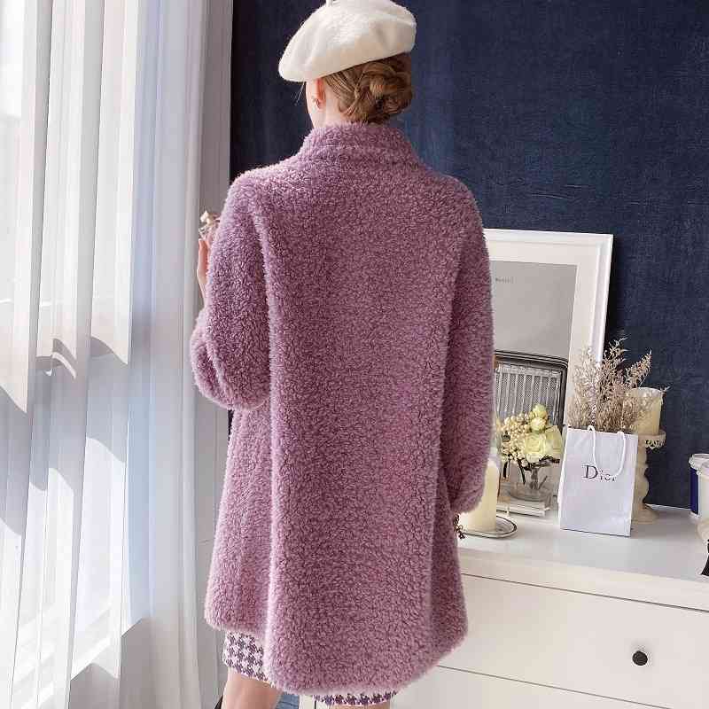 Dabuwawa Elegant Women Sheep Wool Fur Coat Winter Soft Female Jacket Coat Long Sleeve Casual Thick Outwear Ladies DT1DFR017 210520