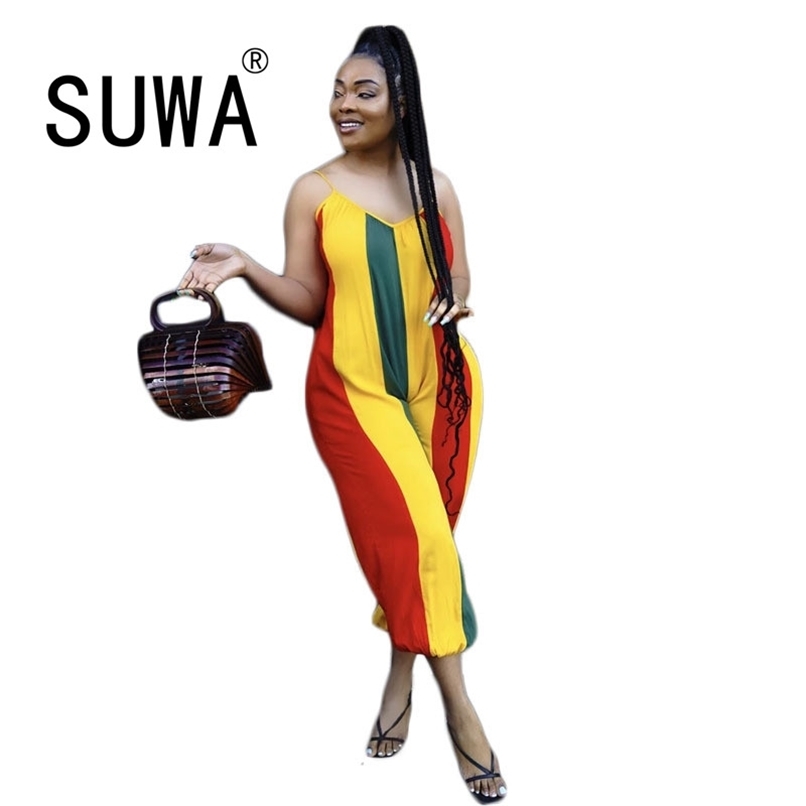 Color Striped Printing Women Sexy Bohemian Style Dress Summer Latest Spaghetti Strap Sleeveless Backless Loose Rompers 210525, Yellow
Color Striped Printing Women Sexy Bohemian Style Dress Summer Latest Spaghetti Strap Sleeveless Backless Loose Rompers 210525, Yellow
