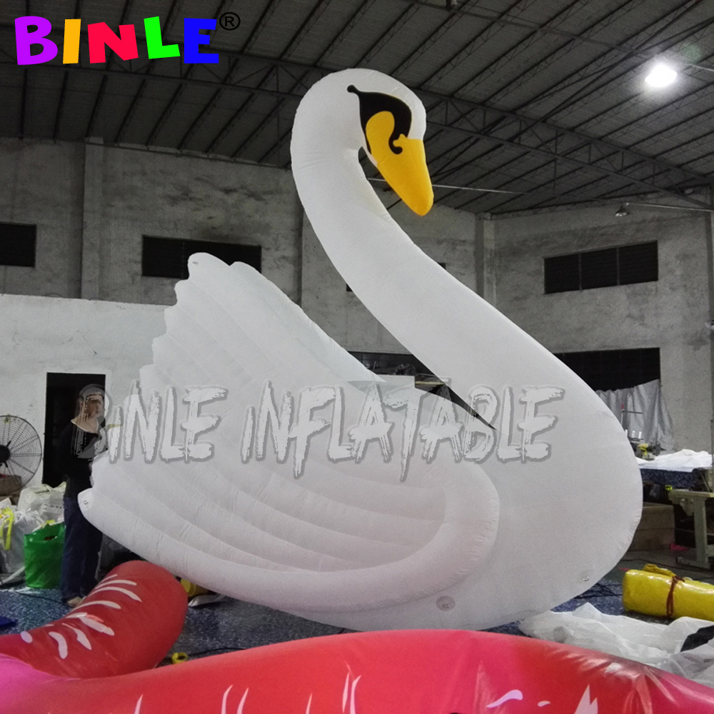 Customized 4m advertising white giant inflatable swan model goose for holiday park decoration