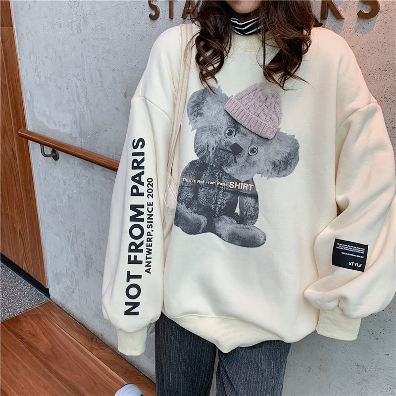 Paris Girl Autumn Winter Print Loose Korean Small Fresh Long-sleeved Shirt Pullover Round Neck Bear Sweatshirt 210524, Beige
Paris Girl Autumn Winter Print Loose Korean Small Fresh Long-sleeved Shirt Pullover Round Neck Bear Sweatshirt 210524, Beige
