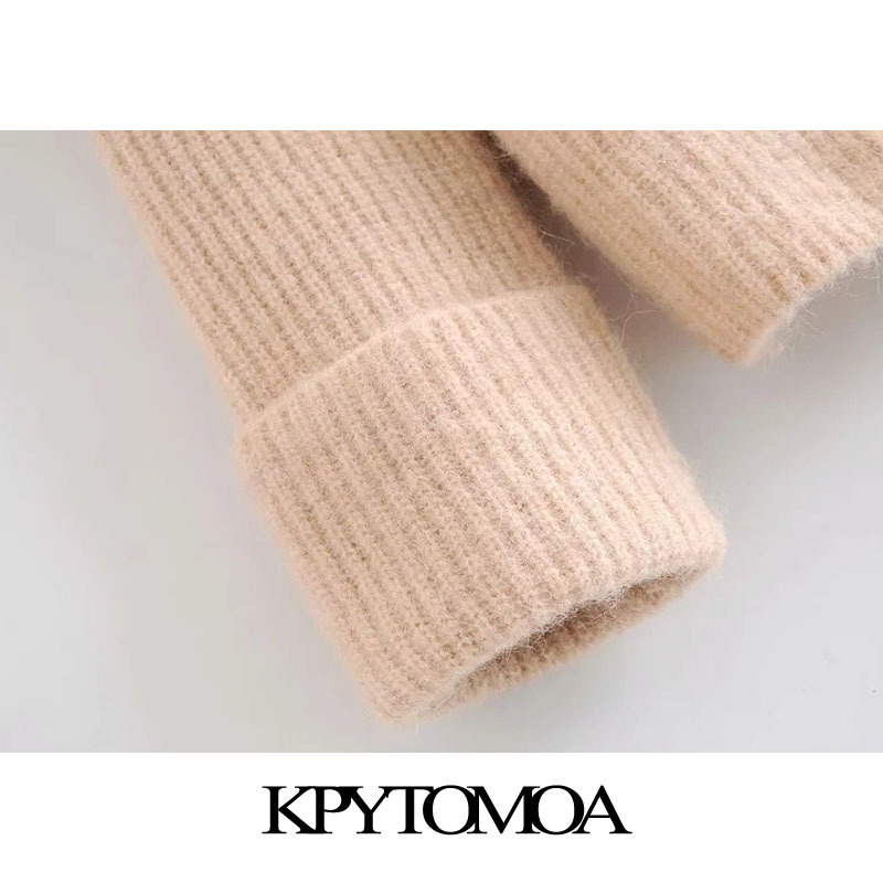 Women Fashion Crossover Button Wool Knitted Cardigan Sweater V Neck Long Sleeve Female Outerwear Chic Tops 210420