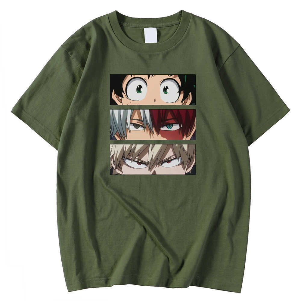Oversized Vintage Man Tees Shirt Spring Summer T Shirt Anime My Hero Academia Eyes Print Clothes Casual Style Tees Shirts Male Y0809