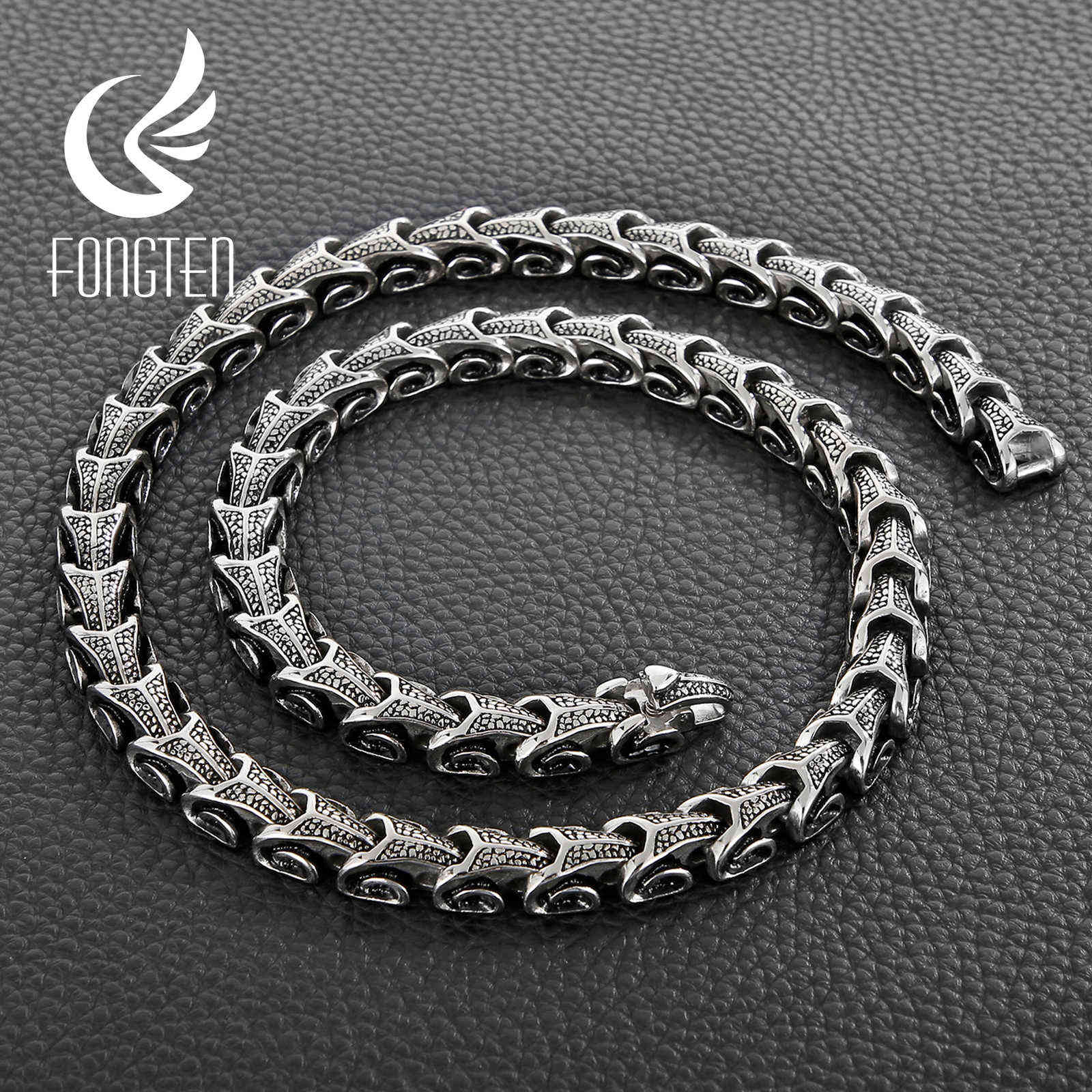 Fongten Viking Gothic Style Dragon Long Men Necklace Matte Black StainlSteel Punk Vintage Link Chain Fashion Jewelry X0707
Fongten Viking Gothic Style Dragon Long Men Necklace Matte Black StainlSteel Punk Vintage Link Chain Fashion Jewelry X0707