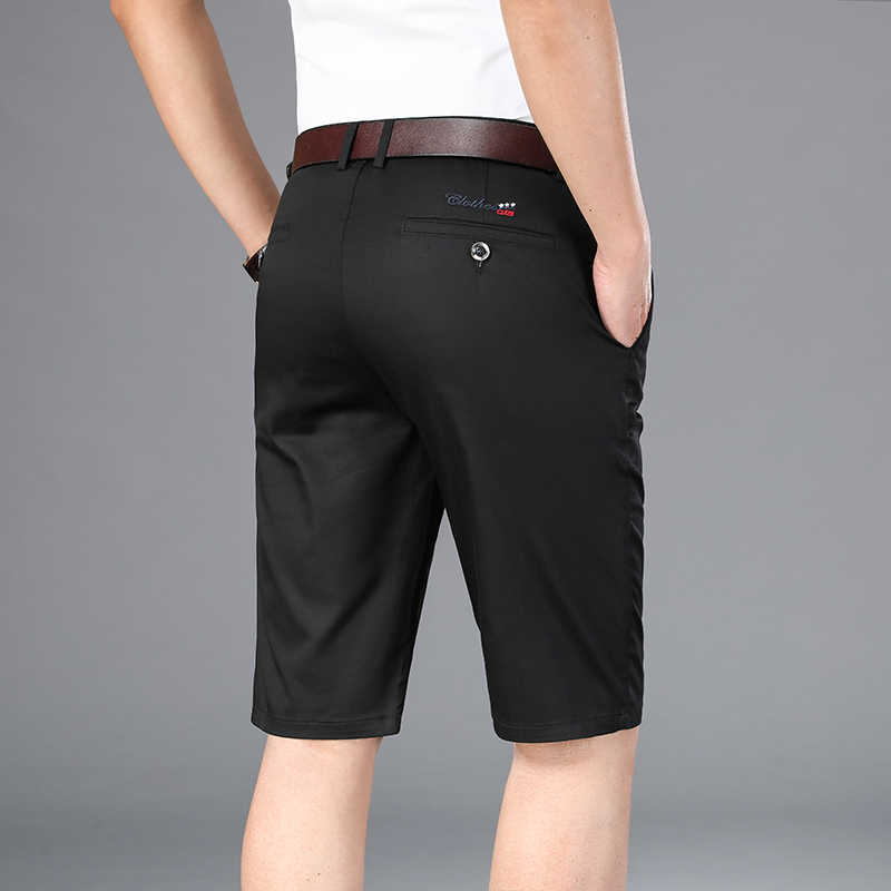 6 Colors Khaki Gray Mens Shorts Casual Classic Fit Comfy Golf Short Summer Men's Smart Knee Length 210713