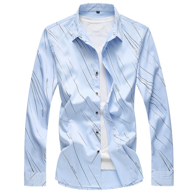 Good Quality 2021 Long Sleeve Mens Casual Shirts Print Plus Size 7XL Regular Fit Men's