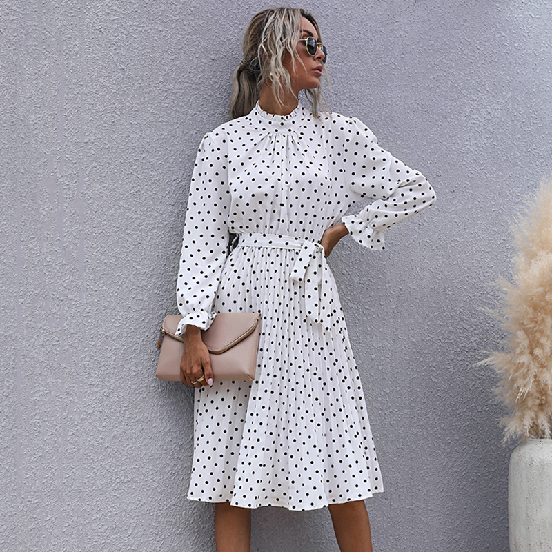 Polka Dot Print Dress Women Casual Half Turtleneck Butterfly Sleeve Autumn Winter Slim Bandage Fashion Dresses for Womens, Black
Polka Dot Print Dress Women Casual Half Turtleneck Butterfly Sleeve Autumn Winter Slim Bandage Fashion Dresses for Womens, Black