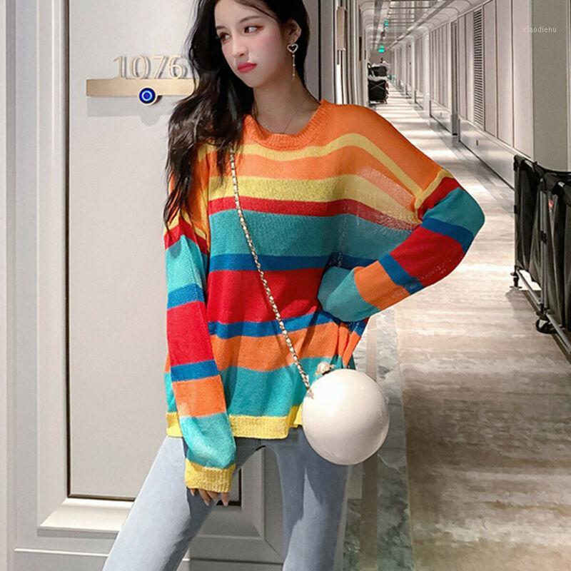 Women's Sweaters Womens Long Sleeve Loose Fashion Rainbow Striped Shirts Casual Blouse Ladies Streetwear Women Tops Crocheted Knitting, White;black
Women's Sweaters Womens Long Sleeve Loose Fashion Rainbow Striped Shirts Casual Blouse Ladies Streetwear Women Tops Crocheted Knitting, White;black