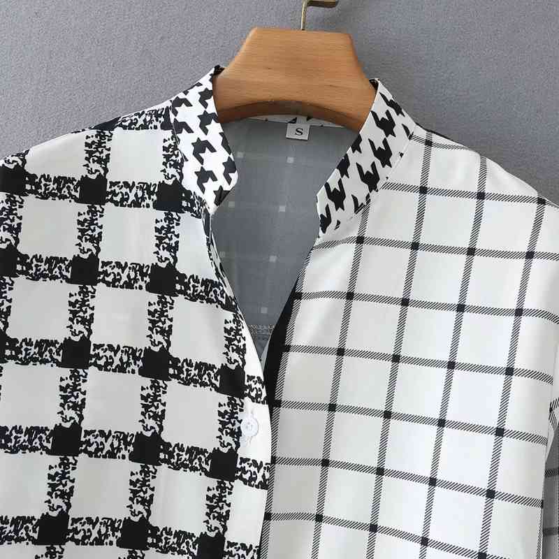 Women Patchwork Printing Plaid Shirt Female Long Sleeve Blouse Casual Lady Loose Tops Blusas S8787 210430