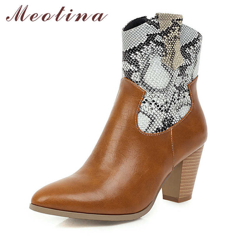 Meotina Winter Ankle Boots Women Snake Print Thick High Heels Western Boots Zipper Pointed Toe Shoes Ladies Fall Plus Size 34-46 210608, Black
Meotina Winter Ankle Boots Women Snake Print Thick High Heels Western Boots Zipper Pointed Toe Shoes Ladies Fall Plus Size 34-46 210608, Black