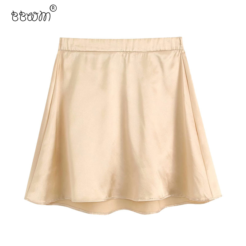 Women Chic Fashion Solid Satin Mini Skirt Vintage A Line High Elastic Waist Skirts Casual Faldas Mujer 210520, As picture
Women Chic Fashion Solid Satin Mini Skirt Vintage A Line High Elastic Waist Skirts Casual Faldas Mujer 210520, As picture