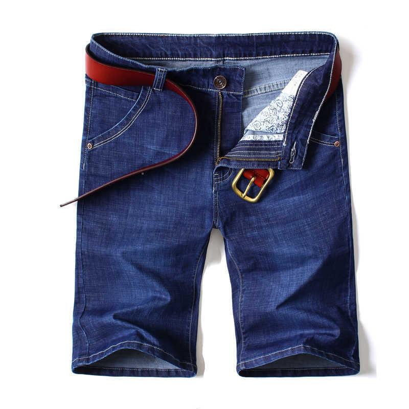 Mens Summer Stretch Lightweight Blue Denim Jeans Short for Men Jean Shorts Pants Plus Size Large 42 44 210723
