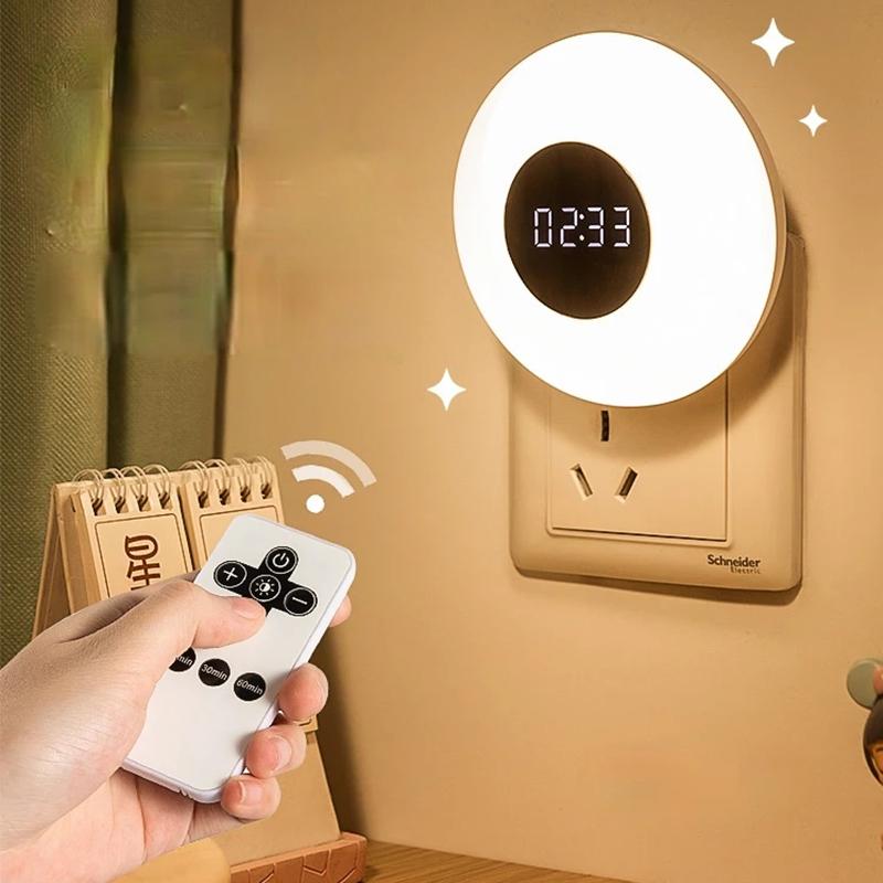 Night Lights ROUKEYMI LED Clock Small Light Remote Control Born Baby's Breast Feeding Eye Protection Bedroom Bedside Plug Wall Lamp
Night Lights ROUKEYMI LED Clock Small Light Remote Control Born Baby's Breast Feeding Eye Protection Bedroom Bedside Plug Wall Lamp