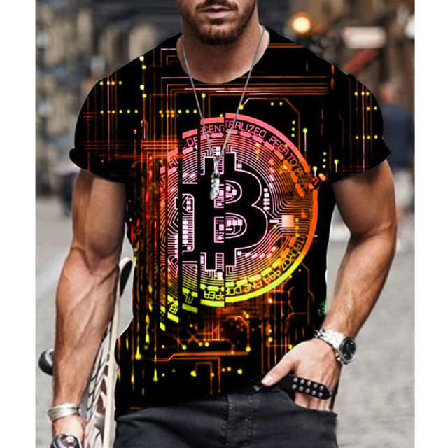 Coin pattern men's 3D T-shirts tee graphic optical illusion short sleeve party top street punk goth crew neck summer