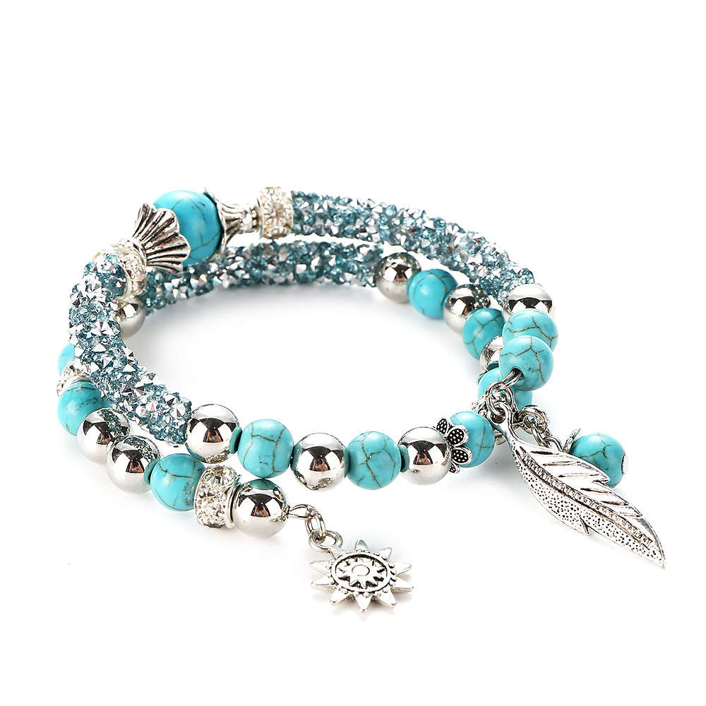 Jiasha Ruili fashion women's Jewelry Turquoise Beaded steel wire ring row drill Bracelet, Golden;silver
Jiasha Ruili fashion women's Jewelry Turquoise Beaded steel wire ring row drill Bracelet, Golden;silver