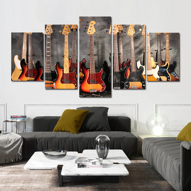 5 Panels Modern Home Docor Guitars Violin Posters And Prints Canvas Painting Wall Art Pictures For Living Room Wall Decoration