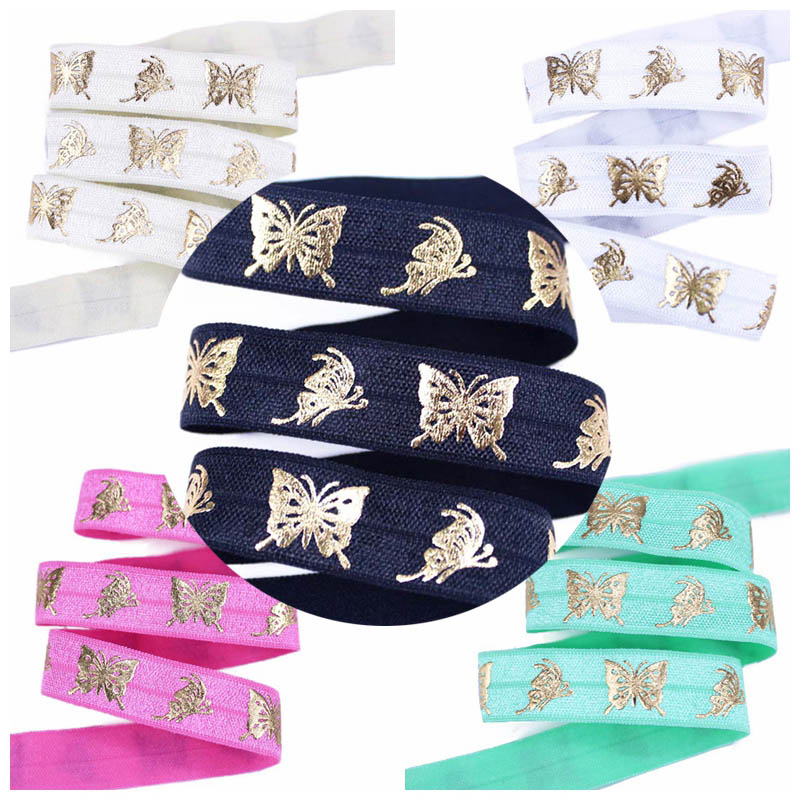 100yards/lot Gold Foil butterfly FOE Ribbon Butterflies Fold Over Elastic welcome custom design
100yards/lot Gold Foil butterfly FOE Ribbon Butterflies Fold Over Elastic welcome custom design