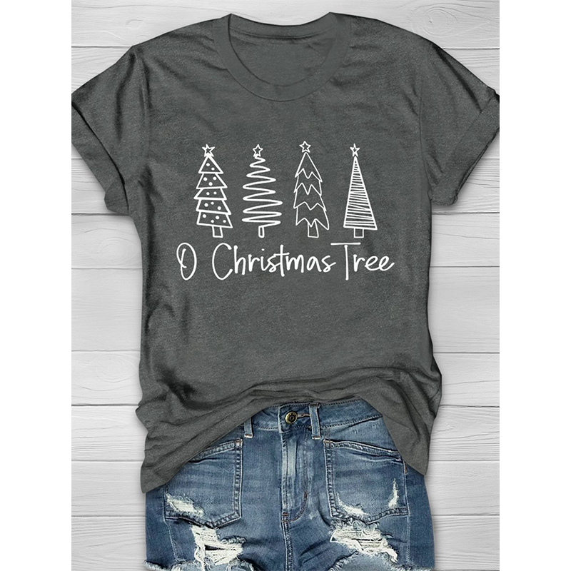 Summer women's top T-shirt Christmas strip tree print round neck street casual home short-sleeved loose and comfortable, White
Summer women's top T-shirt Christmas strip tree print round neck street casual home short-sleeved loose and comfortable, White