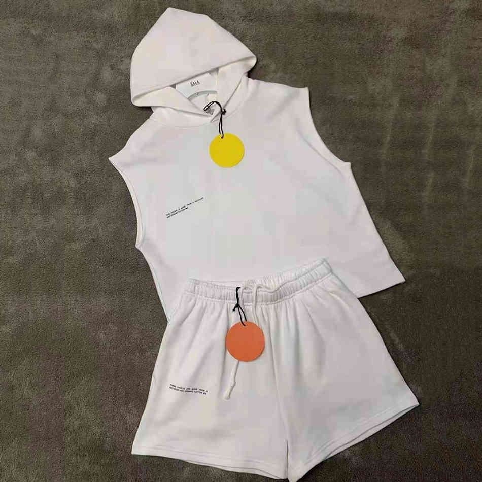 Summer Ladies Sportswear Hooded Sleeveless Sweatshirt and Sweatpants Casual Wear Fashion Apparel 2-piece Jumpsuit 210525