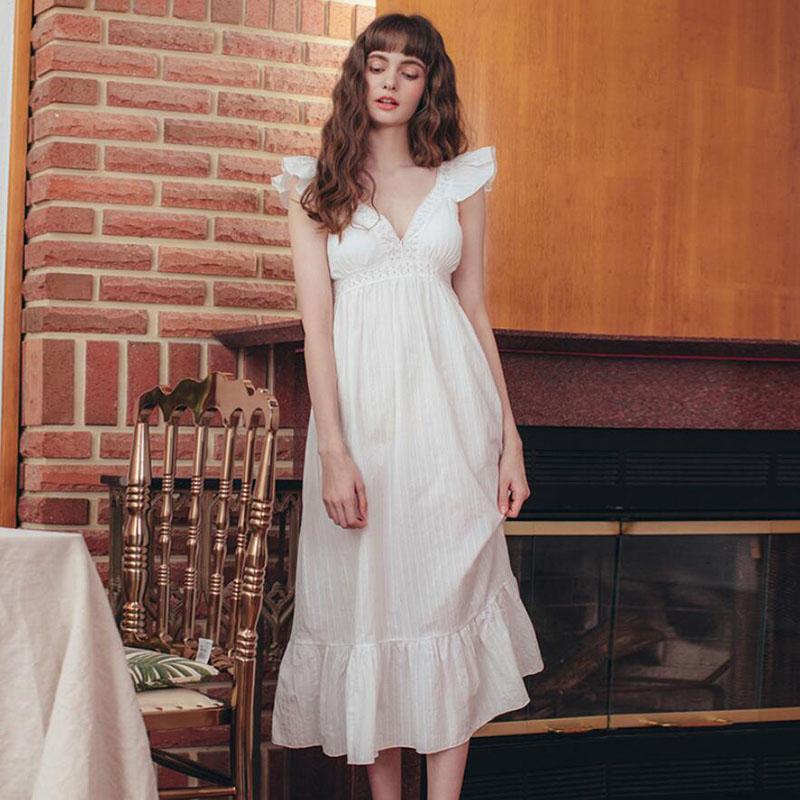 Women's Sleepwear Tulin Fashion Long Night Dress Nightgown White Summer Deep V Cotton Dressing Gown Lotus Sleeve Homewear Pink Phoentin
Women's Sleepwear Tulin Fashion Long Night Dress Nightgown White Summer Deep V Cotton Dressing Gown Lotus Sleeve Homewear Pink Phoentin