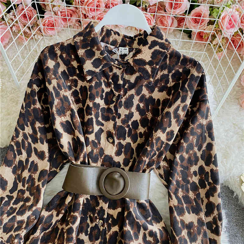 Nomikuma Korean Corduroy Women Medium-long Blouse Belt Slim Waist Elegant Blusas Femme Spring New Shirt Coat 6E217 210427