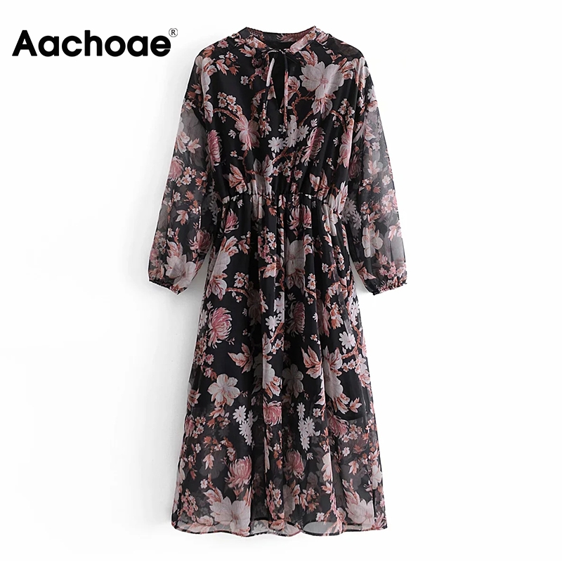Women Elegant Floral Print Chiffon Dress 2021 Vintage A Line Elastic Waist Dress Bow Tie Long Sleeve Boho Midi Dresses, Black;white
Women Elegant Floral Print Chiffon Dress 2021 Vintage A Line Elastic Waist Dress Bow Tie Long Sleeve Boho Midi Dresses, Black;white