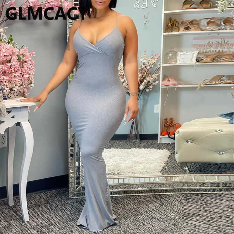 Solid Spaghetti Strap Bodycon Maxi Dress Casual Party Club Long Dresses 210702