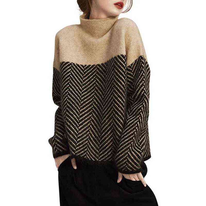EBAIHUI Autumn Spring Knitting Turtleneck Pullovers Loose Sweater Multi Color Bottoming Long Sleeve Minimalism Sweater 211123wtt