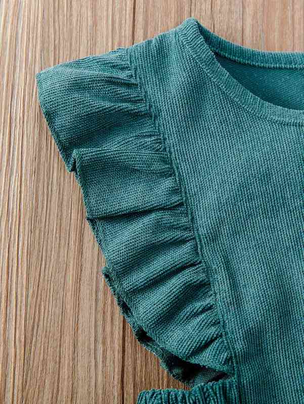 Baby Peter-pan Collar Top & Ruffle Trim Corduroy Dress SHE